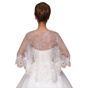 Luxury Ivory Lace Wedding Capelet Bridal Shawl With Crystals Style-1