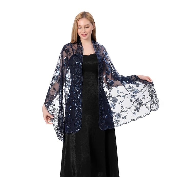 Blue Sequin Shawl