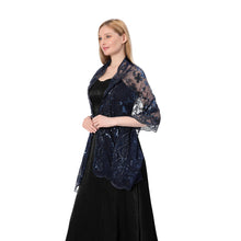 Load image into Gallery viewer, Blue Sequin Shawl