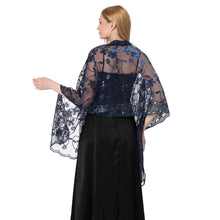 Load image into Gallery viewer, Blue Sequin Shawl