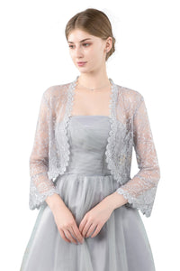 Silver Grey Lace Open Cardigan