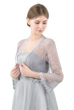 Load image into Gallery viewer, Silver Grey Lace Open Cardigan