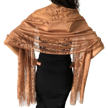 Load image into Gallery viewer, Brown Tulle Wedding Wrap Shawl Lace Pashmina Scarf