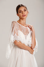 Load image into Gallery viewer, Luxury Ivory Lace Wedding Capelet Bridal Shawl With Crystals Style-1
