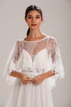 Load image into Gallery viewer, Luxury Ivory Lace Wedding Capelet Bridal Shawl With Crystals Style-1