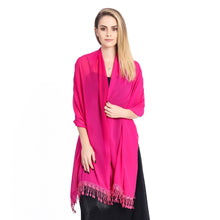Load image into Gallery viewer, Hot Pink Chiffon Shawl With Lace Tassels