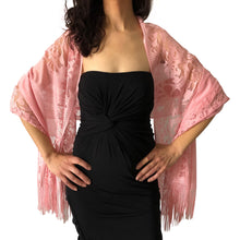 Load image into Gallery viewer, Pink Tulle Wedding Wrap Shawl Lace Pashmina Scarf
