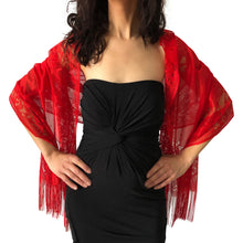 Load image into Gallery viewer, Red Lace Pashmina