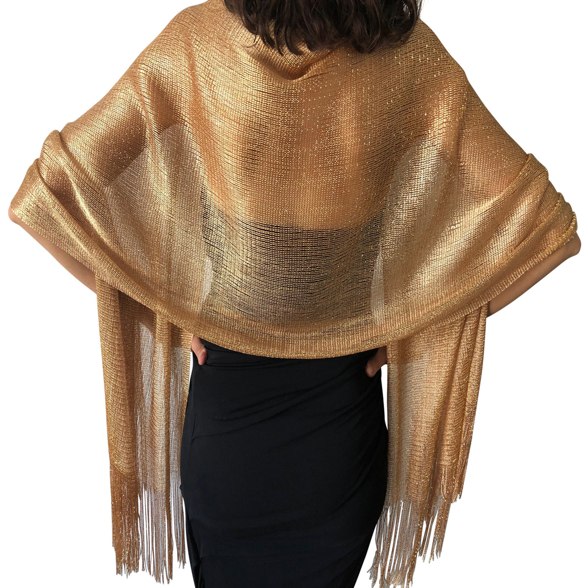Copper Gold Shimmer Shawl – Central Chic