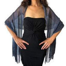Load image into Gallery viewer, Navy Shimmer Shawl