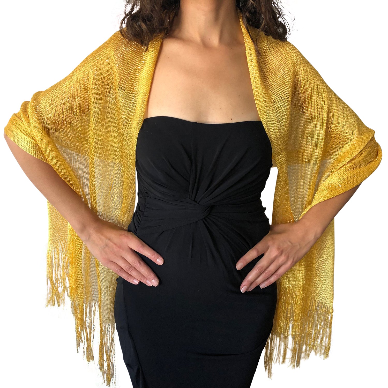 Gold sales dress shawl