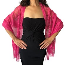 Load image into Gallery viewer, Hot Pink Lace Pashmina