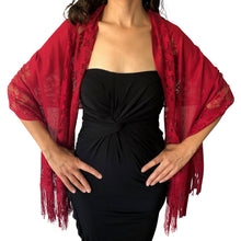 Load image into Gallery viewer, Ruby Red Lace Pashmina