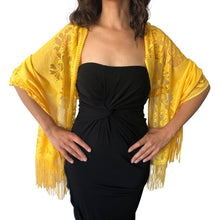Load image into Gallery viewer, Yellow Lace Pashmina