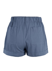Womens Linen Feel Blue Shorts