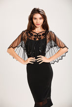 Load image into Gallery viewer, Black 1920s Sequin Capelet