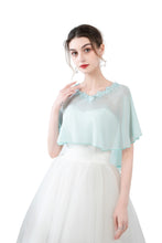 Load image into Gallery viewer, Turqouise Chiffon Cape With Lace Trim