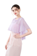 Load image into Gallery viewer, Purple Chiffon Cape With Lace Trim