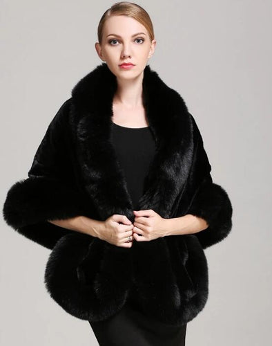 Black Fur Shawl Cape for Partywear & Weddings