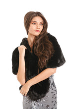 Load image into Gallery viewer, Black Fur Shawl With Collar