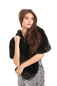 Black Fur Shawl With Collar