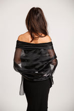 Load image into Gallery viewer, Iridescent Black Pashmina Shawl Wrap Scarf
