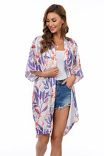 Load image into Gallery viewer, Blue Leaf Print Long Kimono