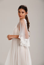Load image into Gallery viewer, Ivory Lace &amp; Chiffon Bridal Capelet