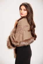 Load image into Gallery viewer, Brown Faux Fur Cape Cardigan