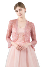 Load image into Gallery viewer, Dusky Pink Lace Open Cardigan