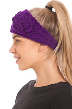 Load image into Gallery viewer, Knitted Ear Warmer Headband With Flower &amp; Button