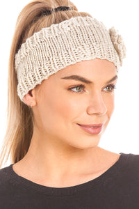 Women's Knitted Ear Warmer Headband With Flower