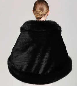 Black Fur Shawl Cape for Partywear & Weddings