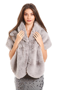 Grey Fur Shawl With Collar