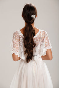 Ivory Lace Wedding Bridal Shawl Capelet Style-3