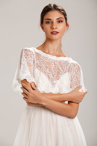 Ivory Lace Wedding Bridal Shawl Capelet Style-3