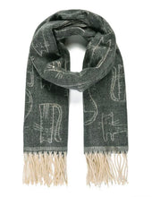 Load image into Gallery viewer, Cat Design Woven Winter Scarf In Navy