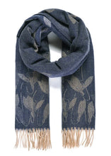 Load image into Gallery viewer, Navy Winter Scarf With Snowdrops