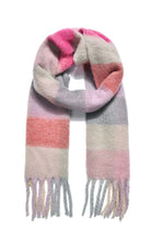 Load image into Gallery viewer, Pastel Stripe Fluffy Scarf With Tassels