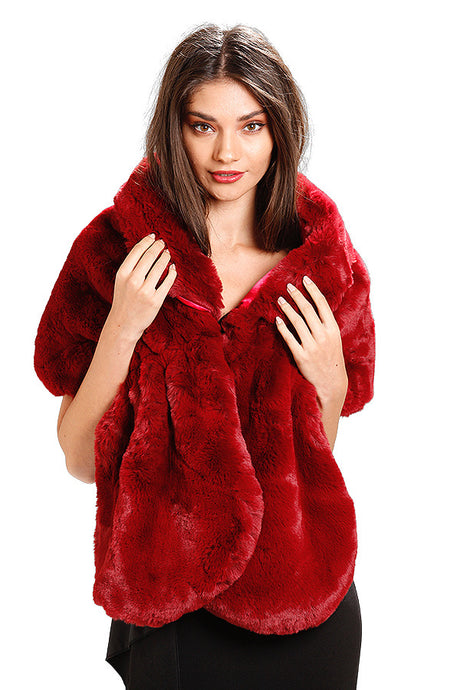 Red Fur Shawl With Collar