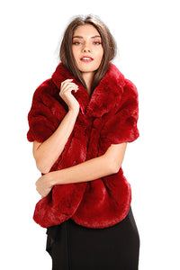 Red Fur Shawl With Collar