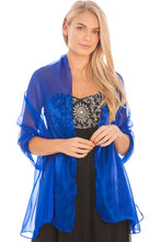 Load image into Gallery viewer, Iridescent Royal Blue Silky Wedding Wrap Shawl Scarf