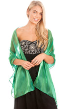 Load image into Gallery viewer, Emerald Green Silky Wedding Wrap Pashmina Scarf