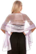 Load image into Gallery viewer, Iridescent Silver Blue Wedding Wrap Pashmina Scarf