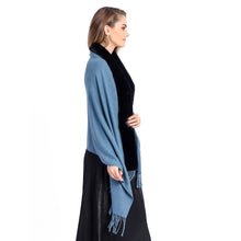 Load image into Gallery viewer, Teal Faux Fur Trim Shawl