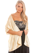 Load image into Gallery viewer, Champagne Gold Satin Wedding Shawl Pashmina Wrap Scarf