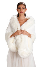 Load image into Gallery viewer, White Faux Fur Shawl