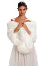 Load image into Gallery viewer, White Faux Fur Shawl
