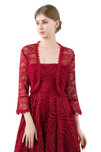 Load image into Gallery viewer, Wine Red Lace Open Cardigan