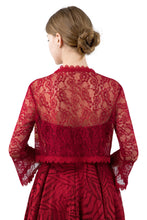 Load image into Gallery viewer, Wine Red Lace Open Cardigan